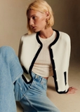 Cardigan SEZANE viền len đan khuy bọc 2 màu