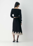 Chân váy ARITZIA lụa cải ren 2 màu