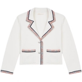 Cardigan Maje trắng cổ bẻ viền dạ