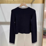 Áo khoác MAJE len đen cổ viền đá