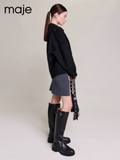 Áo dạ Maje cải da viền túi