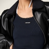 Áo nách MIU MIU navy viền ren