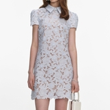 Váy SELF PORTRAIT cộc tay ren xanh hoa nổi