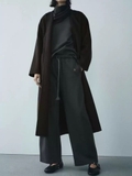 Áo dạ ZARA cổ tròn kèm belt túi 2 bên