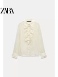 Sơ mi Zara voan tơ bèo cổ