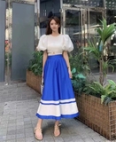 Chân váy ALICE+OLIVIA xanh trắng