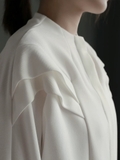 Sơ mi MASSIMO DUTTI cổ tròn xếp ly vai