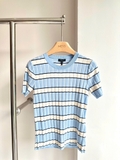Áo len RAG & BONE cộc kẻ xanh trắng