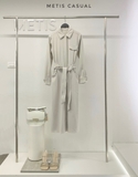 Trendcoat MAX MARA ghi túi ngực kèm belt