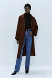 Áo khoác dạ nâu MASSIMO DUTTI dáng dài