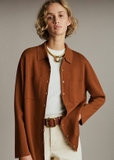 Áo len merino SEZANE túi ngực cổ bẻ 2 màu