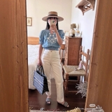 Áo SEZANE xanh hoa trắng