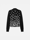 Cardigan Dior đen họa tiết