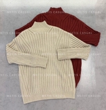 Áo len nâu vặn thừng Massimo Dutti cổ đứng