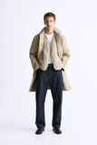 Trendcoat kaki 4 khuy nâu