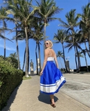 Chân váy ALICE+OLIVIA xanh trắng