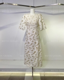 Váy SANDRO vàng hoa nổi