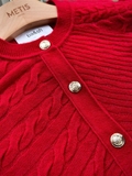Cardigan BA&SH đỏ len mỏng khuy vàng