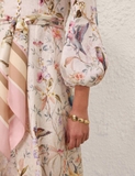 Váy ZIMMERMANN hồng dài tay belt lụa