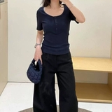 Áo cộc COS hàng khuy cổ