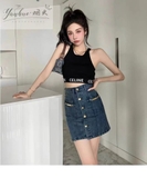Chân váy CELINE denim túi 2 bên