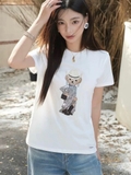 Tshirt RALPH LAUREN gấu khuyên tai tag tím
