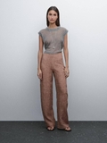 Quần lụa MASSIMO DUTTI nâu loang
