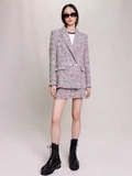Blazer Maje dạ tweed muối tiêu