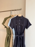 Váy sơ mi RALPH LAUREN linen túi ngực