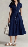 Váy sơ mi RALPH LAUREN linen túi ngực