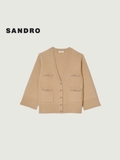 Cardigan SANDRO nâu dáng rộng