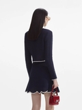 Chân váy SELF PORTRAIT navy viền trắng ( có set )