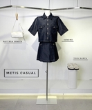 Chân váy SANDRO xếp ly chỉ vàng ( có set )