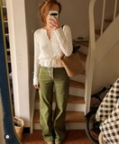 Áo SEZANE len móc hàng khuy dây rút eo