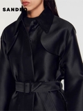 Trencoat Sandro đen kèm belt