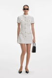 Váy SELF PORTRAIT kem kẻ cộc tay