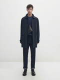 Áo khoác MASSIMO DUTTI navy dáng dài