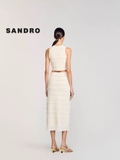Chân váy SANDRO kem dài đính cườm
