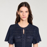 Váy SANDRO navy cộc tay bling