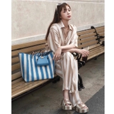 Sơ mi FENDI lụa kẻ nâu ( có set )