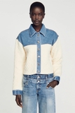 Áo khoác SANDRO cải jean logo nổi