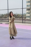 Trendcoat kaki 4 khuy nâu