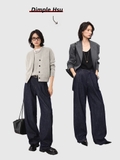 Quần jean 3X1 xanh đậm ống rộng