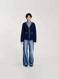 Cardigan SANDRO navy cải jean