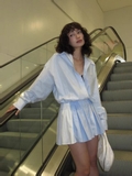 Váy sơ mi ALEXANDER WANG xanh kẻ