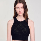 Áo sát nách SANDRO đen len móc ( có set )