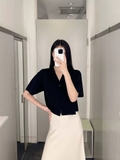 Áo COS cộc tay 1 khuy 2 màu