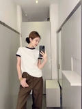 Tshirt MASSIMO DUTTI trơn viền cổ
