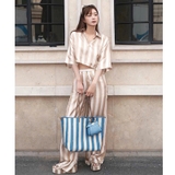 Sơ mi FENDI lụa kẻ nâu ( có set )