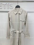 Trendcoat MAX MARA ghi túi ngực kèm belt